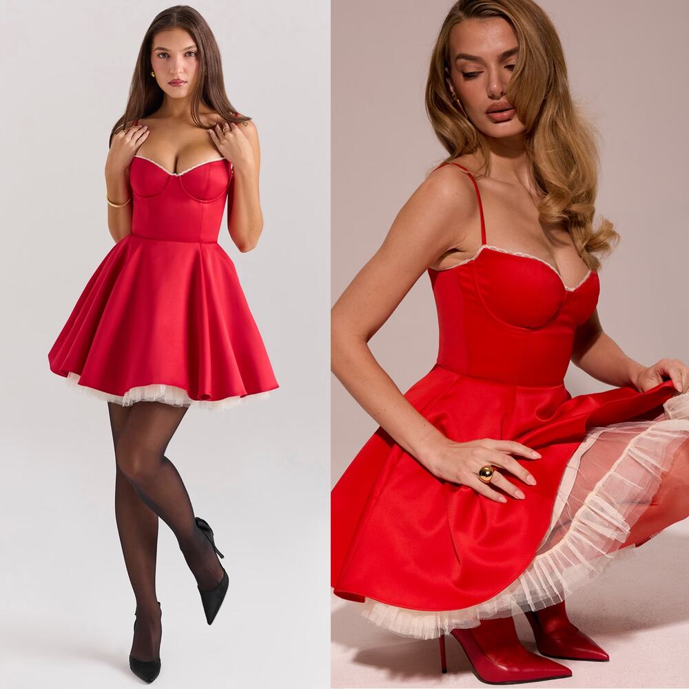 House of cb minimoiselle holly Red Satin Tulle Mini Dress